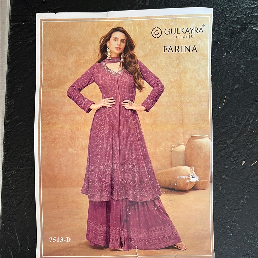 Gulkayra Designer Farina Purple Anarkali Suit.